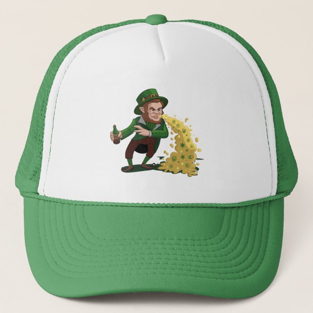 Irländsk Leprechaun Kastar Lucky Cookies Roligt  Keps (Framsida)