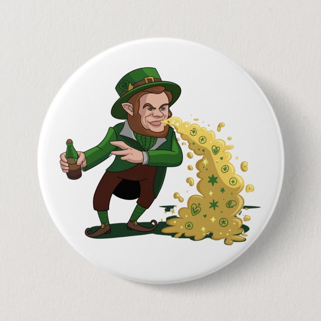 Irländsk Leprechaun Kastar Lucky Cookies Roligt  Knapp (Framsida)