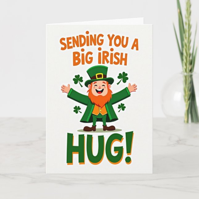 Irländsk Leprechaun kram St Patricks-kort Kort (Framsida)