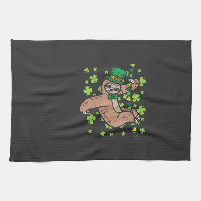 Irländsk Leprechaun Seng Shamrock St Patricks Day  Kökshandduk (Horisontell)