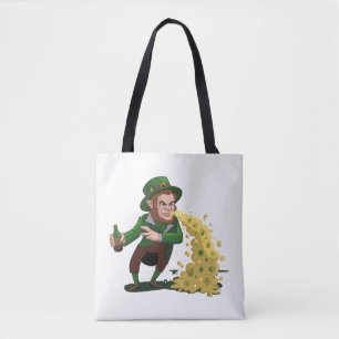 Irländsk Leprechaun som kastar lyckokakor Roligt Tygkasse