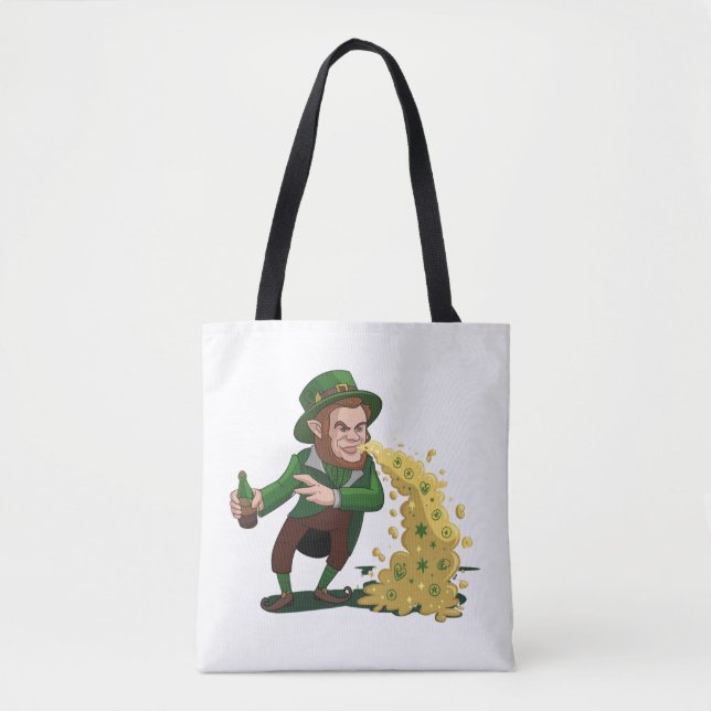 Irländsk Leprechaun som kastar lyckokakor Roligt  Tygkasse (Framsida)