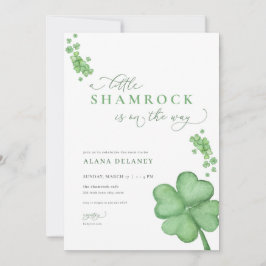 Irländsk liten Shamrock Baby Shower-inbjudan Inbjudningar