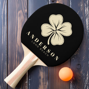 Irländsk Lycklig Fyrklöver med Namn Svart Pingisracket