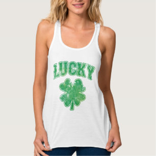 Irländsk lycklig Shamrock Linne Med Racerback