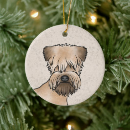 Irländsk mjukhårig Wheaten Terrier Tecknad hundhuv Julgransprydnad Keramik
