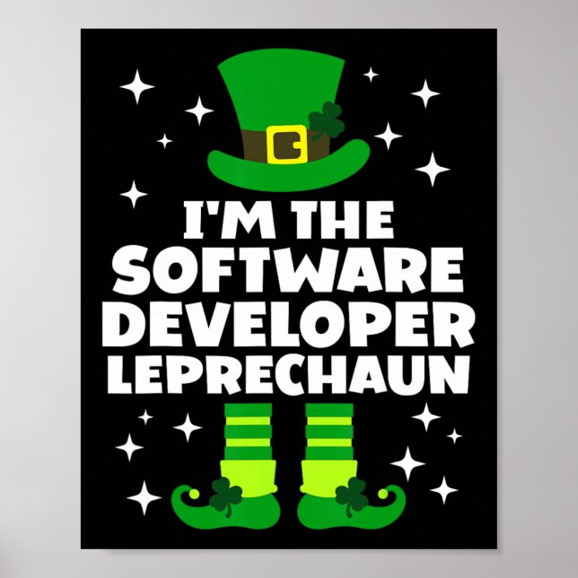 Irländsk mjukvaruutvecklare Leprechaun St Patricks Poster (Framsidan)