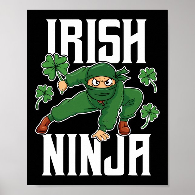 Irländsk Ninja Awesome St Patricks Day Paddys Tur  Poster (Framsidan)