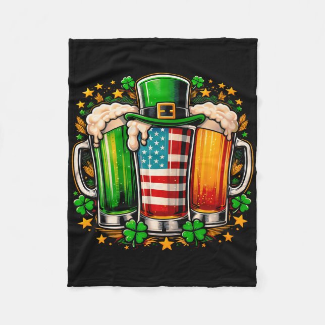Irländsk öl Irland Amerikansk flagga St Patrick's  Fleecefilt (Framsidan)