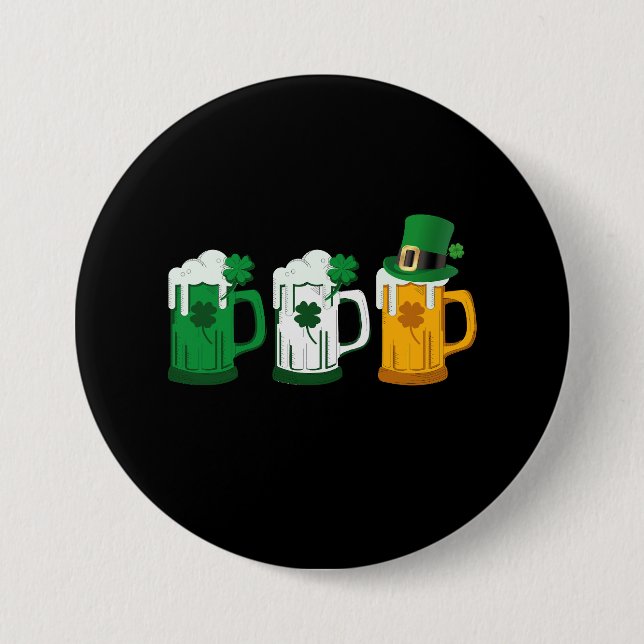 Irländsk öl Irland Flagga St Patricks Day Leprecha Knapp (Framsida)
