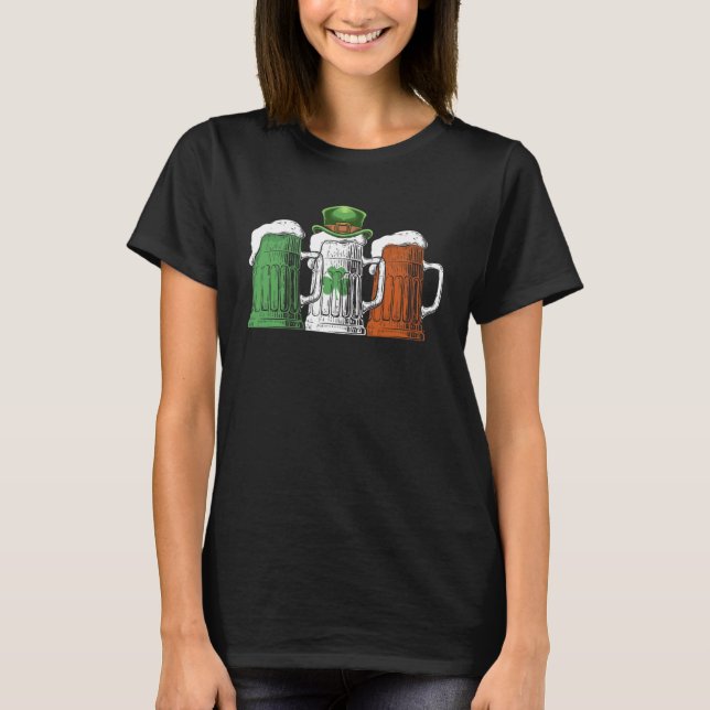 Irländsk öl Irland Flagga St Patricks Day Öl  Män  T Shirt (Framsida)