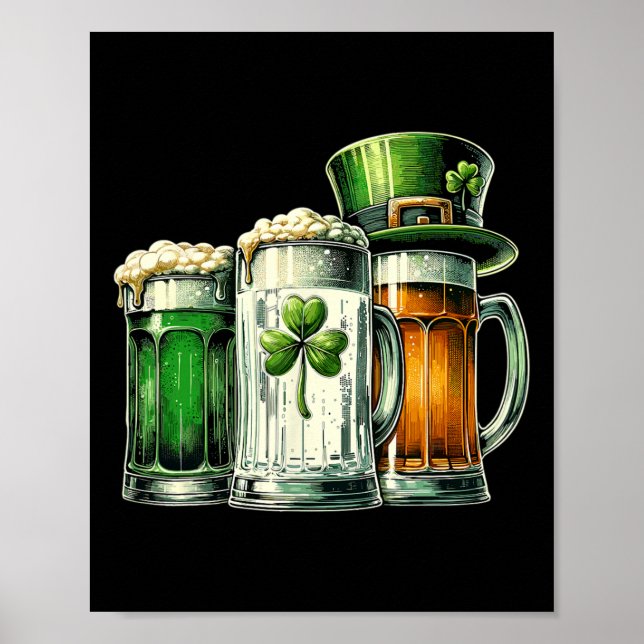 Irländsk öl Irland Flagga St Patricks Day  Poster (Framsidan)