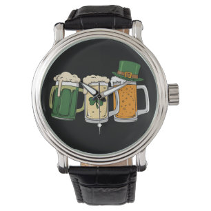 Irländsk öl Irland Flagga St Patrick's Day Shamroc Armbandsur