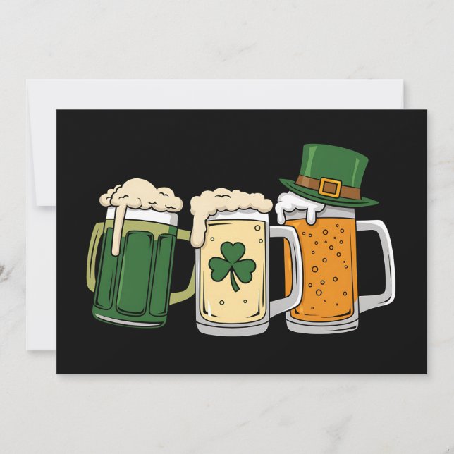 Irländsk öl Irland Flagga St Patrick's Day Shamroc Inbjudningar (Framsida)