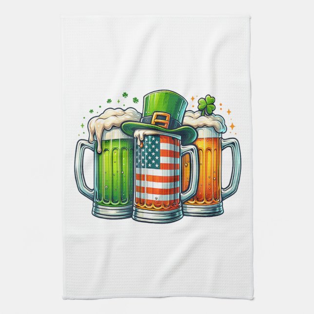 Irländsk öl Irland St Patricks Day Drickfest Kökshandduk (Vertikal)