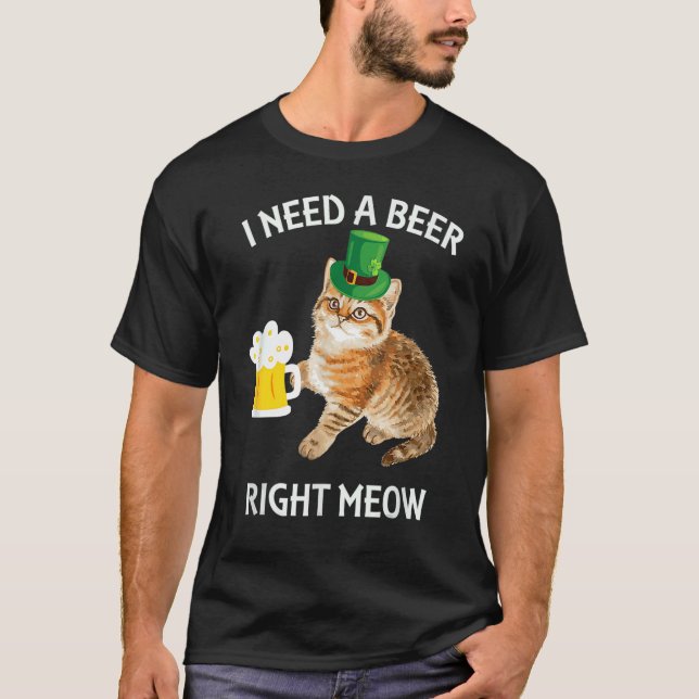 Irländsk Ölkatt T-Shirt St Patricks Day Drickande (Framsida)