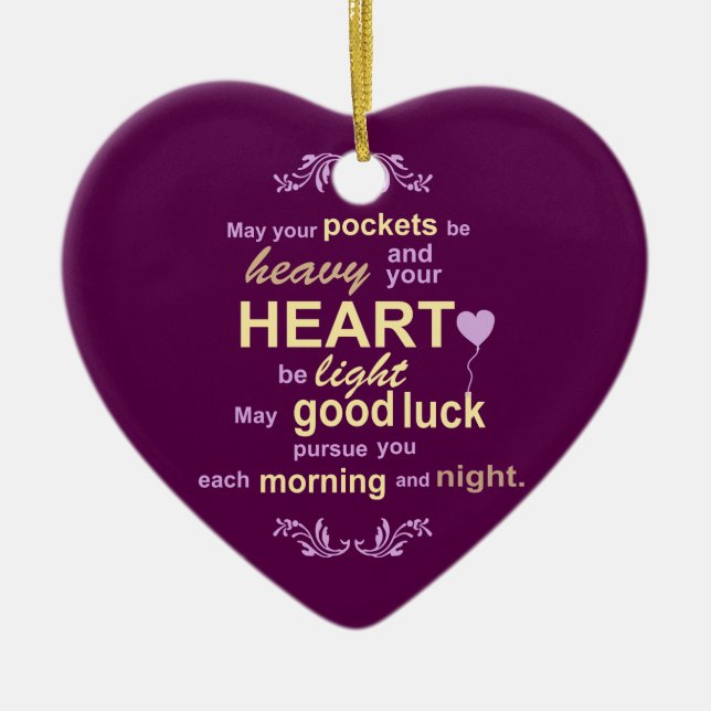 Irländsk överflödlycka och lycka tillvälsignelse julgransprydnad keramik (Framsidan)