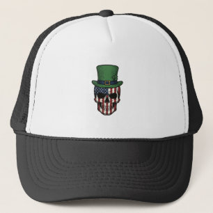 Irländsk Patriotisk Dödskalle Vintage Gravyr Tröja Keps
