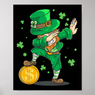 Irländsk pojke dabbar Leprechaun Roligt St Patrick Poster