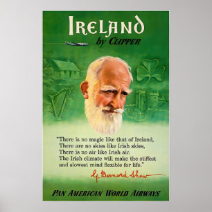 Irländsk present Irland Konsttryck Pan Am Resa Aff Poster