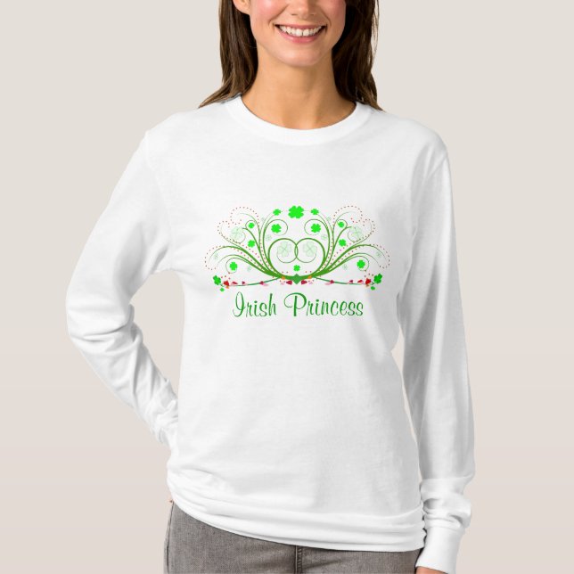 Irländsk Princess Dam Långärmad T-tröja T-shirt (Framsida)