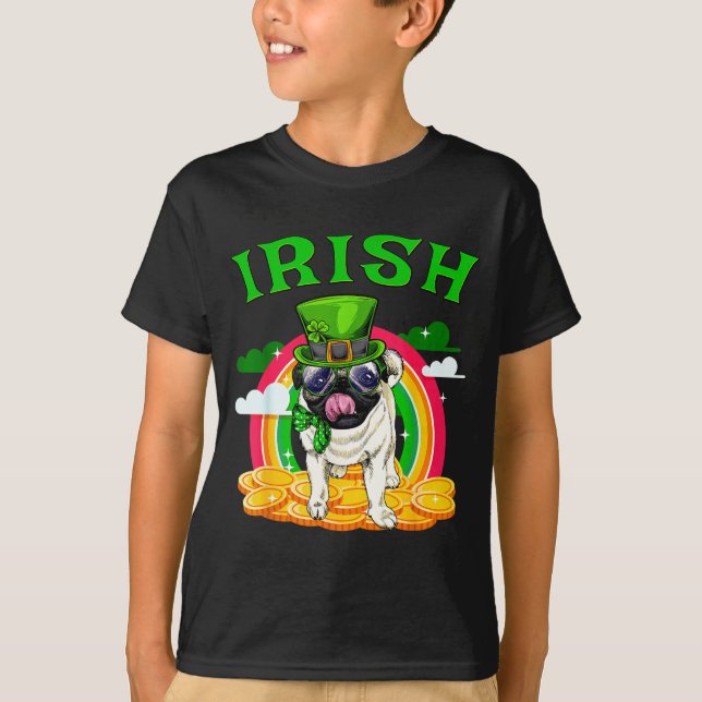Irländsk Pug Rolig St Patricks Day Leprechaun Hund T Shirt (Framsida)