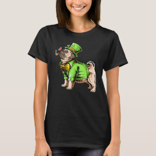 Irländsk Pug St Patrick's Day Rolig Leprechaun Val T Shirt