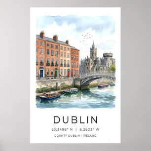 Irländsk Reskonst för Vägg - Dublin Floden Liffey Poster