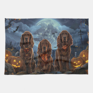 Irländsk Röd Setter Halloween Kuslig Kökshandduk