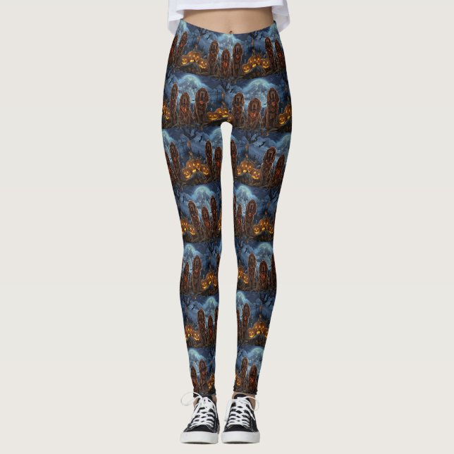 Irländsk Röd Setter Halloween Kuslig Leggings (Framsida)