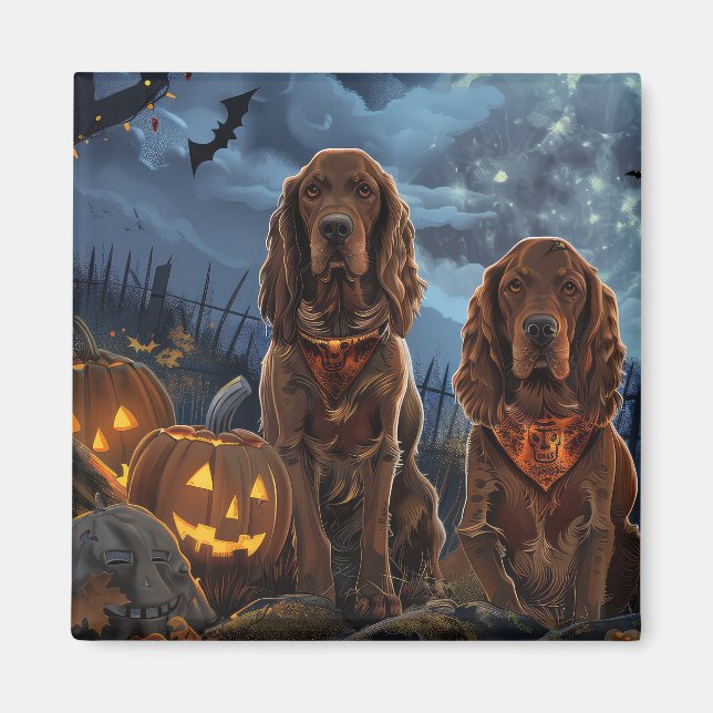 Irländsk röd setter Halloween kuslig Magnet (Framsidan)
