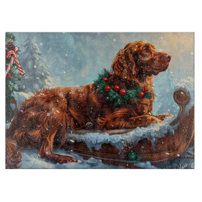 Irländsk Röd Setter Hund Jul Festlig (Framsidan)