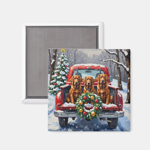 Irländsk Röd Setter Jul Röd Lastbil Holiday Magnet