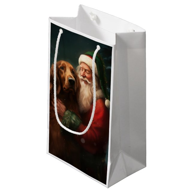Irländsk Röd Setter Jul Tomte Festlig Jul (Framsidan Vinklad)