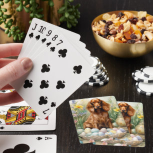 Irländsk röd setter med påskägg casinokort