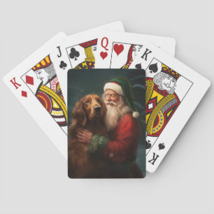 Irländsk Röd Setter Tomte Festiv Jul Casinokort