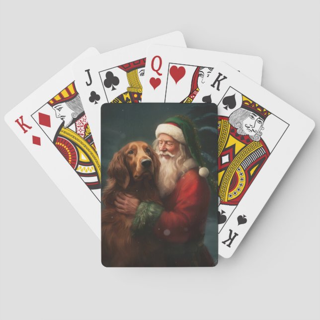 Irländsk Röd Setter Tomte Festiv Jul Casinokort (Baksidan)