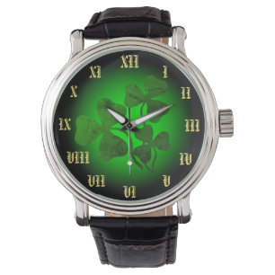 Irländsk schamprock/grönt klöver, Irlands grön Armbandsur
