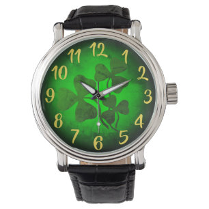 Irländsk schamprock/grönt klöver, Irlands grön Armbandsur