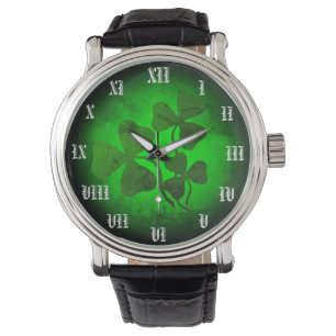 Irländsk schamprock/grönt klöver, Irlands grön Armbandsur