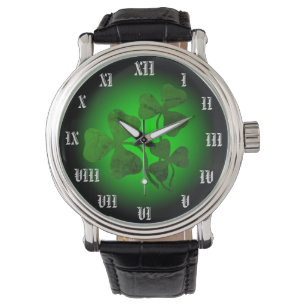 Irländsk schrock/grönt klöver, Irlands grönt glöd Armbandsur