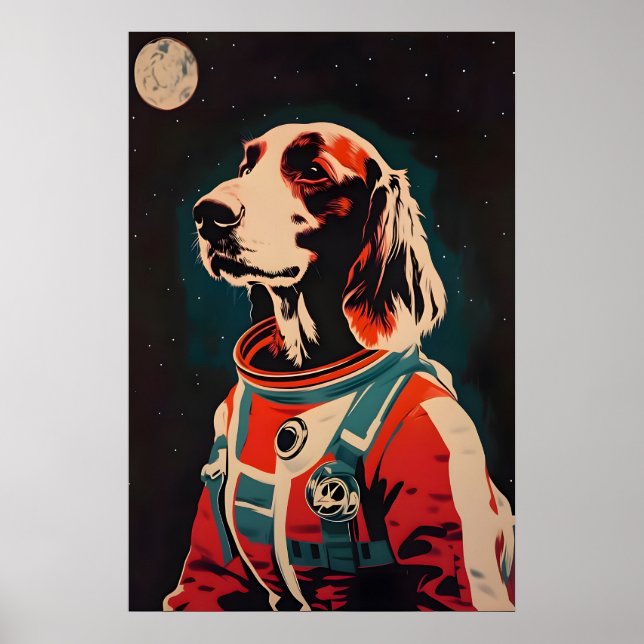 Irländsk Setter Astronaut Affisch, Irländsk Setter Poster (Framsidan)