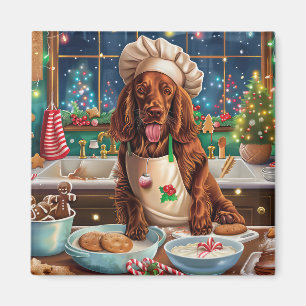 Irländsk Setter Holiday Baking: Festiv jul Magnet