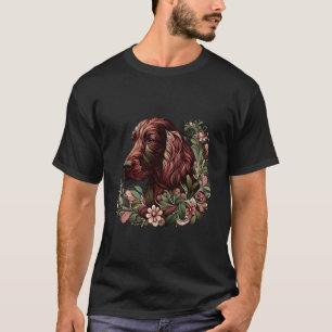 Irländsk Setter Hund Botanisk Naturinspirerad Illu T Shirt