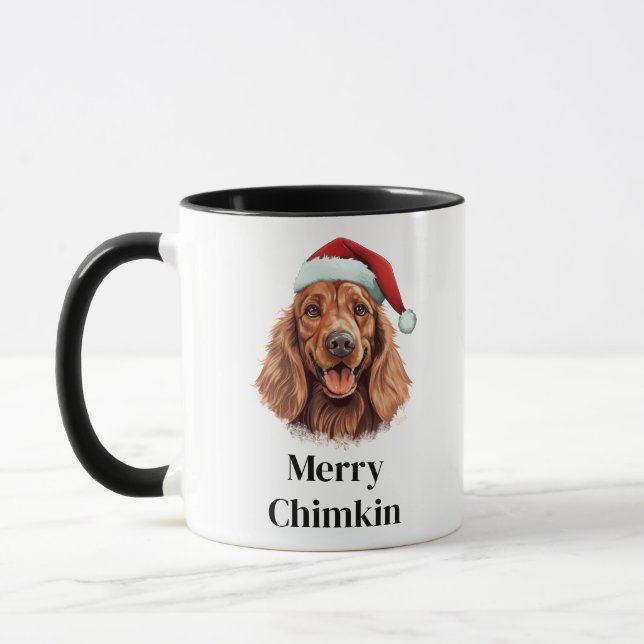 Irländsk Setter Hund Julhatt Julen Mugg (Vänster)