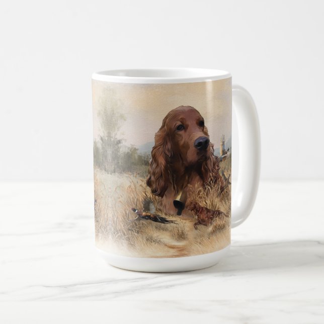 Irländsk Setter Jagar Fasan ,Konst Kaffemugg (Framsida höger)