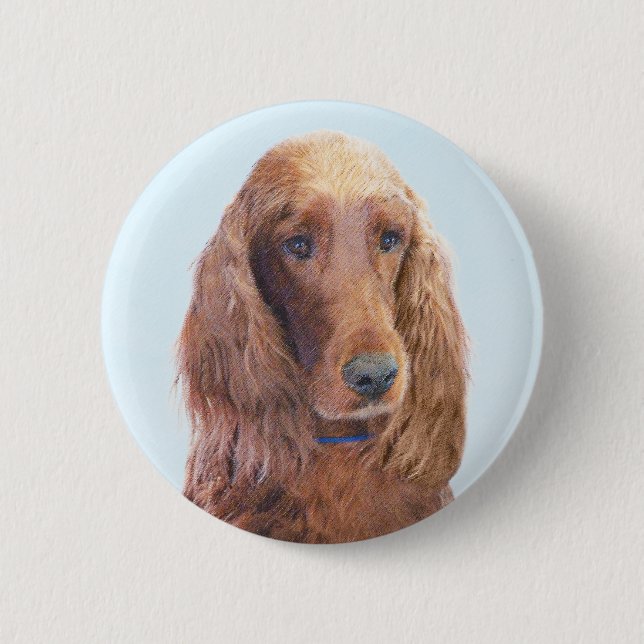 Irländsk Setter-målning - Söt originell hundkonst Knapp (Framsida)