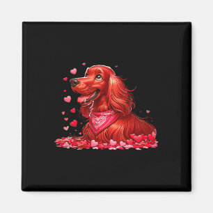 Irländsk Setter Valentine Hearts Hund Män Kvinnor Magnet
