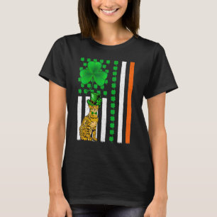 Irländsk Shamrock Amerikansk Flagga Bengal Katt St T Shirt