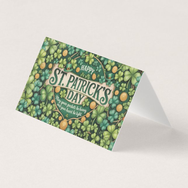 Irländsk Shamrock-firande Design Kort (Framsida)